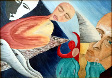 Schilderij getiteld "Differenti Orizzonti" door Accarò, Origineel Kunstwerk, Olie