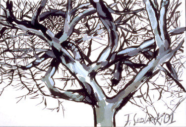 Peinture intitulée "The tree" par Jivko Sedlarski, Œuvre d'art originale, Papier