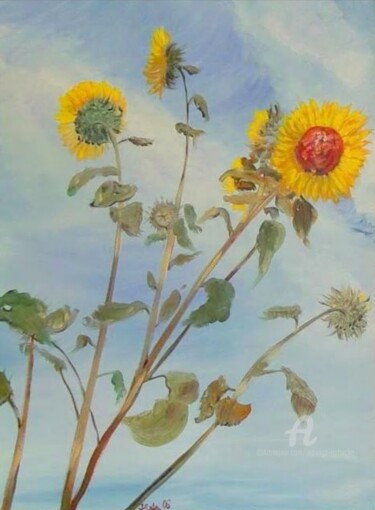 Sonneblumen in der Natur 绘画 标题为“Sonneblumen in der…” 由Jadwiga Rudnicka, 原创艺术品, 油