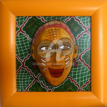 N°2 TRIPTYQUE MASQUE AFRICIAN Malerei mit dem Titel "N°2 TRIPTYQUE MASQU…" von Artamelis, Original-Kunstwerk, Acryl Auf Keilrahmen aus Holz montiert