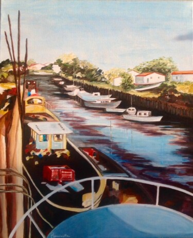 Peinture intitulée "Le chenal" par Martine Romainville, Œuvre d'art originale, Acrylique Monté sur Châssis en bois