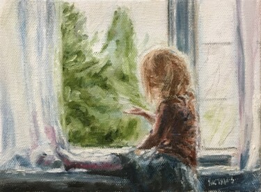 Oil Painting On Canvas Little Girl and Window 제목이 "Oil Painting On Can…"인 미술작품 Vsevolod Chistiakov로, 원작, 기름