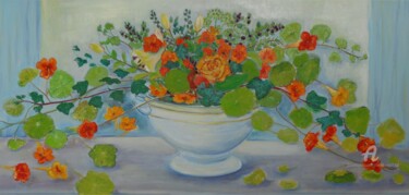 Peinture intitulée "Kapuzinerkresse als…" par Jadwiga Rudnicka, Œuvre d'art originale, Huile