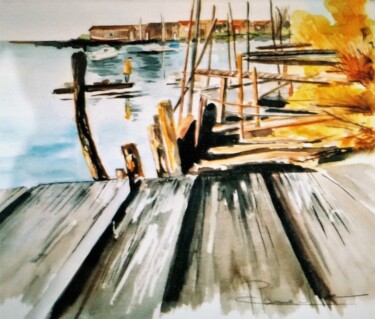 Pintura titulada "Tranquille" por Martine Romainville, Obra de arte original, Acuarela