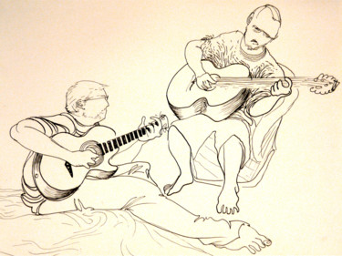 Dessin intitulée "jazz.jpg" par Sébastien Bocquet, Œuvre d'art originale
