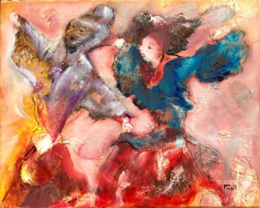 Peinture intitulée "Danse shamanique" par Frall, Œuvre d'art originale, Huile Monté sur Châssis en bois