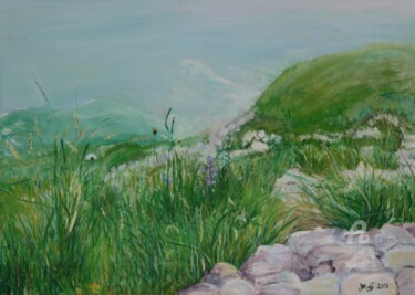 Painting titled "Bergiges Landschaft…" by Jadwiga Rudnicka, Original Artwork, Oil