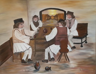 「Wine experts」というタイトルの絵画 Enescu Elenaによって, オリジナルのアートワーク, オイル