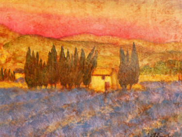 Painting titled ""Vieilles Lavandes…" by Jean Xavier Combe, Original Artwork, Oil