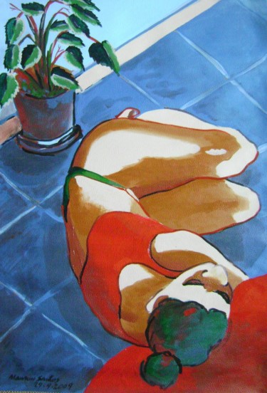 Painting titled "No Chão da Sala" by Mauricio Santos, Original Artwork, Acrylic