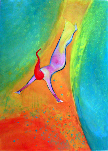 Painting titled "Falling to the depth" by Emilia Amaro, Original Artwork, Oil