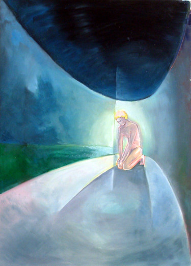 Painting titled "In front of my walls" by Emilia Amaro, Original Artwork, Oil
