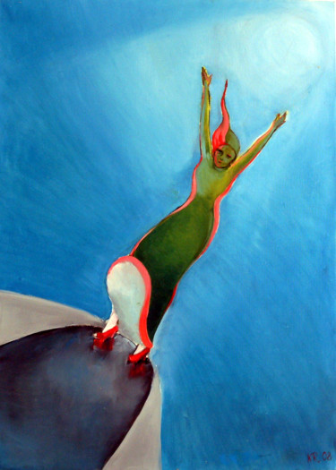 Painting titled "Ups" by Emilia Amaro, Original Artwork, Oil