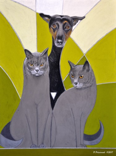 Peinture intitulée "Les compères (la ma…" par Patrice Preveirault, Œuvre d'art originale, Pastel