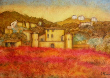 Painting titled "" Bastide à Gigonda…" by Jean Xavier Combe, Original Artwork, Oil Mounted on Wood Stretcher frame