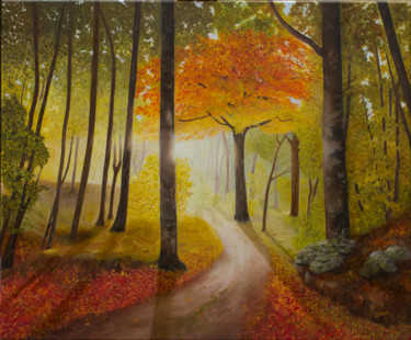 Painting titled "Automnal" by Brigitte Menon, Original Artwork, Oil