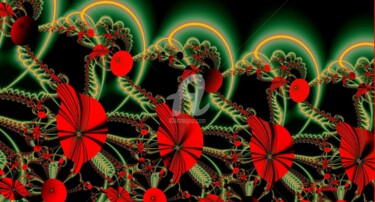 数字艺术 标题为“clematites rouges.j…” 由Tina Verpoorten, 原创艺术品, 2D数字工作