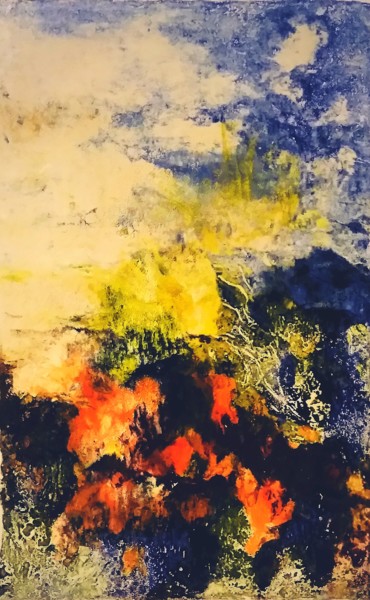 Printmaking titled "Сад на берегу 2" by Galina Gonharova, Original Artwork, Monotype