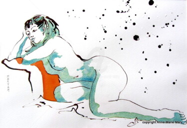 Dessin intitulée "Croquis Maeva" par Anne-Marie Mary, Œuvre d'art originale
