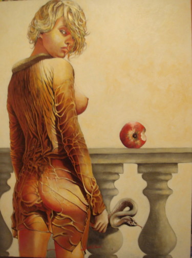 EVA A LA POMME 绘画 标题为“EVA A LA POMME” 由José Garcia (GARBEL), 原创艺术品, 丙烯