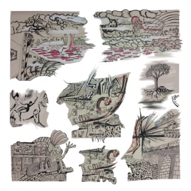 Digitale Kunst mit dem Titel "Neu Atlantis" von Manfred Hoppe, Original-Kunstwerk, Fotomontage