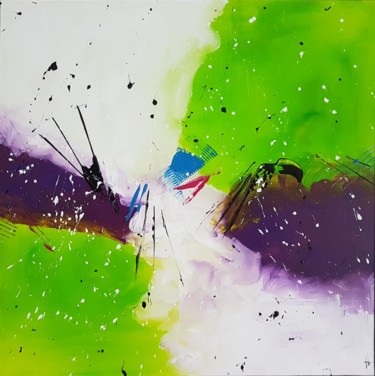 Painting titled "PRINTEMPS ECLATANT…" by Sandrine Hartmann, Original Artwork, Acrylic Mounted on Wood Stretcher frame