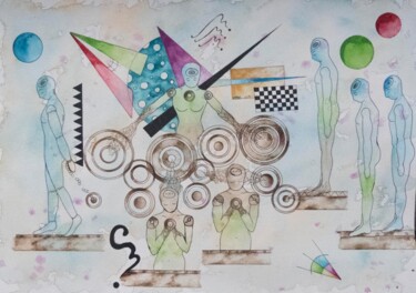 Peinture intitulée "interchangeables" par Kpbc, Œuvre d'art originale, Aquarelle