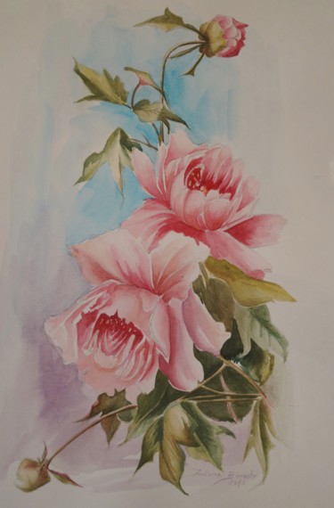 Pintura intitulada "Roses" por Juliana Birrento, Obras de arte originais, Aquarela