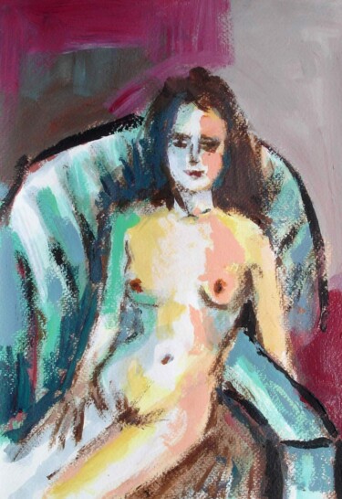 Peinture intitulée "MALY - NU ASSIS" par Marcel Clerc, Œuvre d'art originale, Acrylique