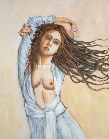 Peinture intitulée "MALY - LA ROBE BLAN…" par Marcel Clerc, Œuvre d'art originale, Acrylique