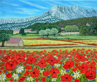Coquelicots au pied de la montagne Sainte Victoire