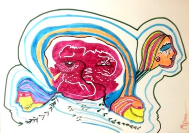 Dessin intitulée "la-parentele-" par Mysane, Œuvre d'art originale, Marqueur