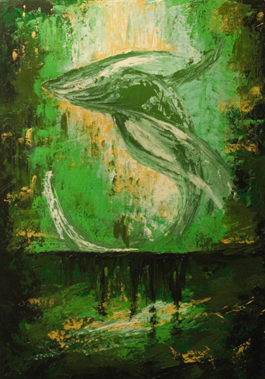 Green whale Картина под названием "Green whale" - Anzhela Bagramyan, Подлинное произведение искусства, Акрил