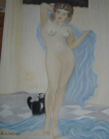 Nue au bain Peinture intitulée "Nue au bain" par Ghislaine Limbour, Œuvre d'art originale, Pastel