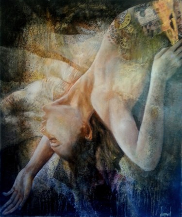 femme-dans-la-foret.jpg Peinture intitulée "femme-dans-la-foret…" par Pascal Dugourd, Œuvre d'art originale, Huile
