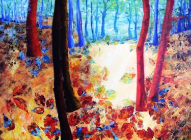 Malerei mit dem Titel "une foret enchantee" von Dominique Missler, Original-Kunstwerk, Acryl Auf Keilrahmen aus Holz montiert