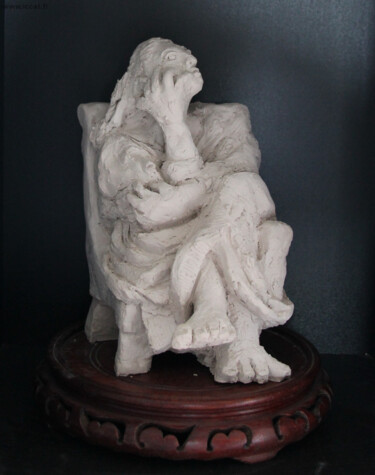 Sculpture intitulée "La femme assise d'a…" par Catherine Costet (Lccat), Œuvre d'art originale, Terre cuite
