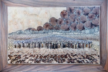 Sculpture intitulée "La foule" par Roger Aubert, Œuvre d'art originale, Bois