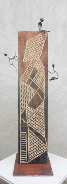 Sculpture titled "Bois-Vertical-ht-88…" by Philippe Olive, Original Artwork, Metals