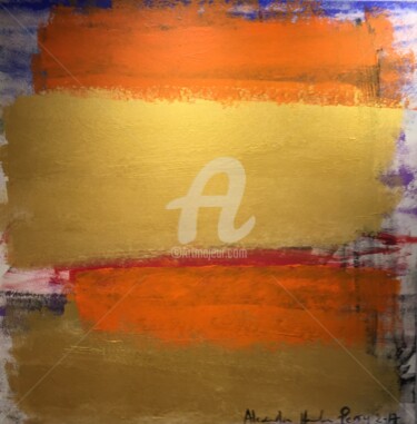 Painting titled "Golden Orange 1" by Alexandra Heumber Perry, Original Artwork