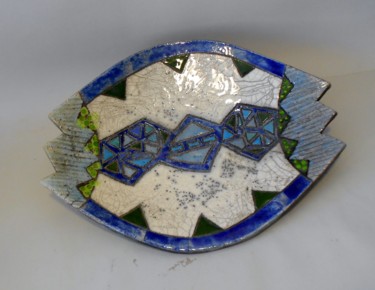 Design titled "coupe ovale bleue" by Armelle Colombier, Original Artwork, Home Décor
