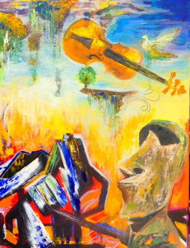 Painting titled "L'équilibre fragile…" by Claude Julia (CJULIA), Original Artwork, Oil