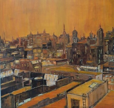 Peinture intitulée "Ville Lumières" par Jeanne-Marie Delbarre, Œuvre d'art originale, Acrylique Monté sur Châssis en bois