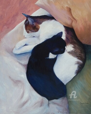 Ivy y Gusi ying-yang Pintura titulada "Ivy y Gusi ying-ya…" por Myriam Lucas, Obra de arte original, Oleo