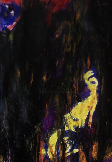 Malerei mit dem Titel "le lapin jaune" von Francisco Mendes, Original-Kunstwerk, Acryl
