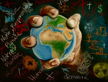 Drawing titled "Our earth" by Florian Leu, Original Artwork, Pastel