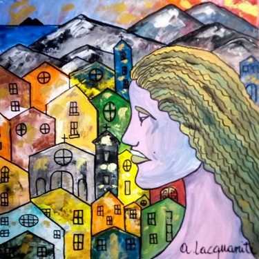 Pittura intitolato "Memorie del mio pae…" da Mateci-Antonio Lucio Rudy Lacquaniti, Opera d'arte originale