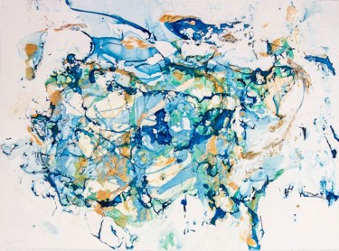 Malerei mit dem Titel "blue and gold" von Alexandra Simanndani, Original-Kunstwerk, Acryl