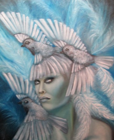 Peinture intitulée "Birdy" par Alix, Œuvre d'art originale, Huile