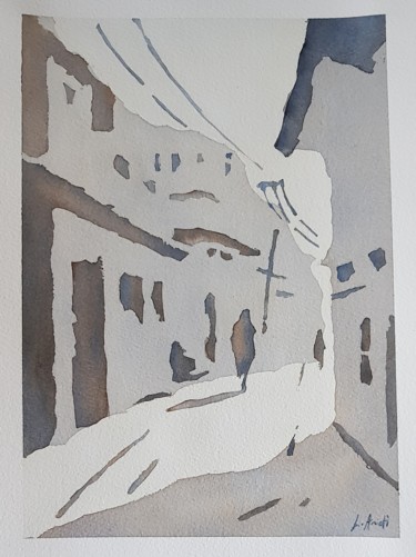 Pittura intitolato "Alley of Baghdad" da Leonardo Arieti, Opera d'arte originale, Acquarello